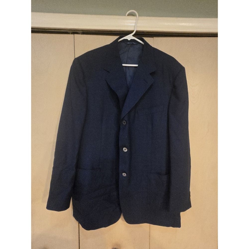 Canali Made Italy 100% Wool Navy Sport Coat Blazer Mens 3 Button 48R 58 Italy